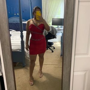 Atria clothing short red beaded dress